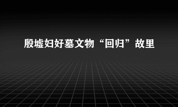 殷墟妇好墓文物“回归”故里