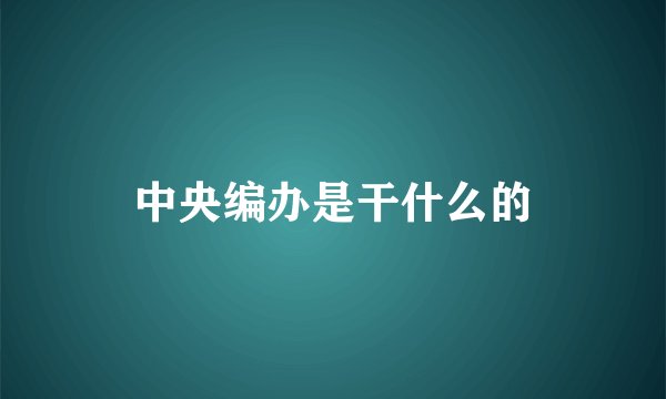 中央编办是干什么的