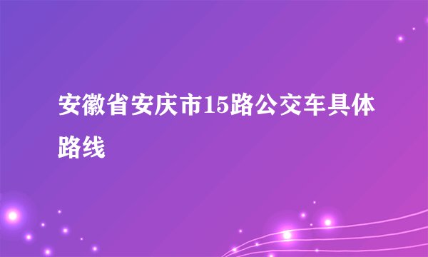 安徽省安庆市15路公交车具体路线