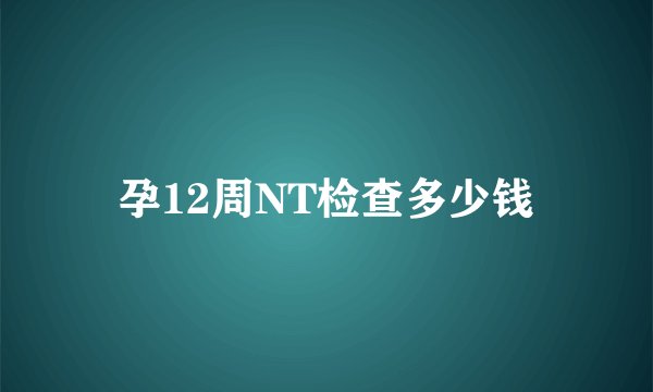 孕12周NT检查多少钱