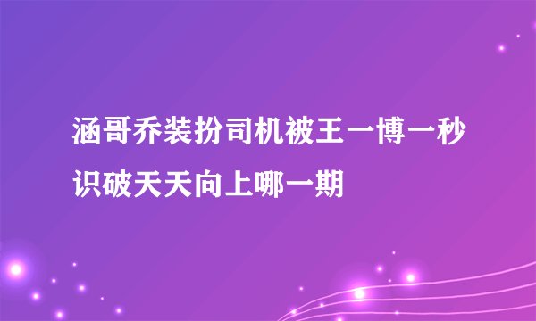 涵哥乔装扮司机被王一博一秒识破天天向上哪一期