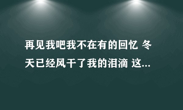 再见我吧我不在有的回忆 冬天已经风干了我的泪滴 这是什么歌