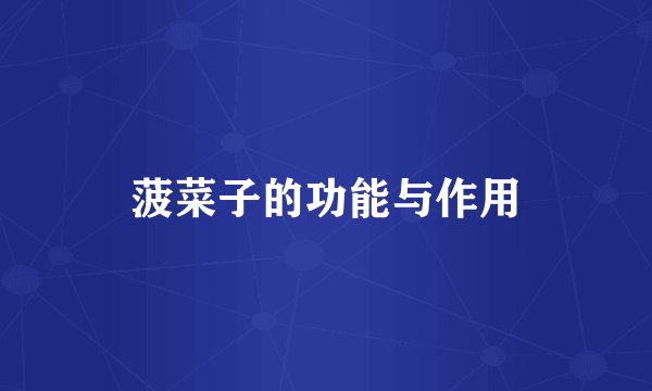 菠菜子的功能与作用