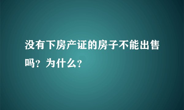 没有下房产证的房子不能出售吗？为什么？