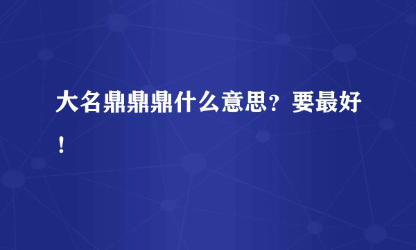 大名鼎鼎鼎什么意思？要最好！