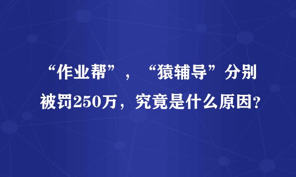 “作业帮”，“猿辅导”分别被罚250万，究竟是什么原因？