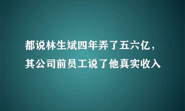 都说林生斌四年弄了五六亿,其公司前员工说了他真实收入