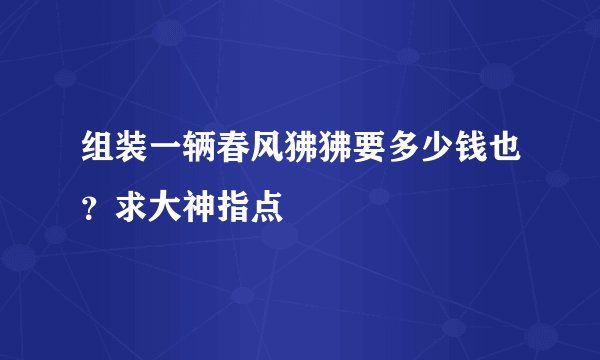 组装一辆春风狒狒要多少钱也？求大神指点
