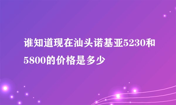 谁知道现在汕头诺基亚5230和5800的价格是多少