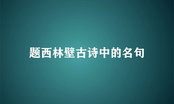 题西林壁古诗中的名句