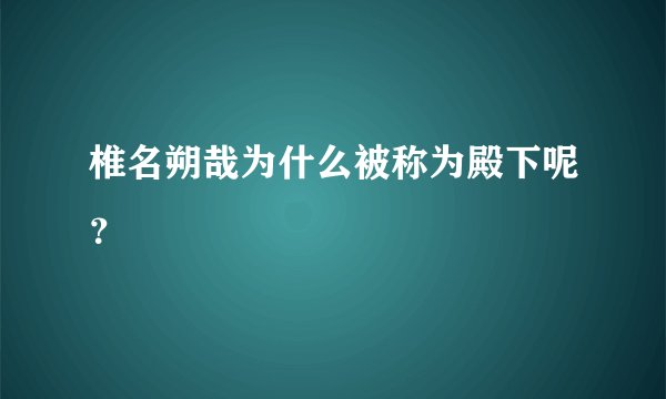 椎名朔哉为什么被称为殿下呢？