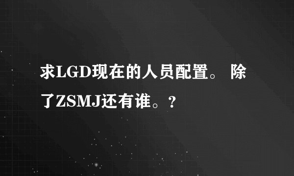 求LGD现在的人员配置。 除了ZSMJ还有谁。？
