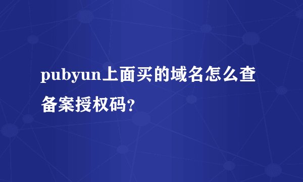 pubyun上面买的域名怎么查备案授权码？