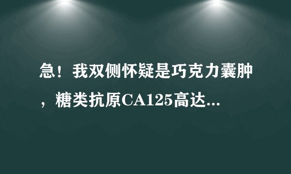 急！我双侧怀疑是巧克力囊肿，糖类抗原CA125高达409.4，请问我是不是很严重一定要做手术吗？