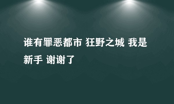 谁有罪恶都市 狂野之城 我是新手 谢谢了
