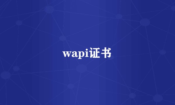 wapi证书