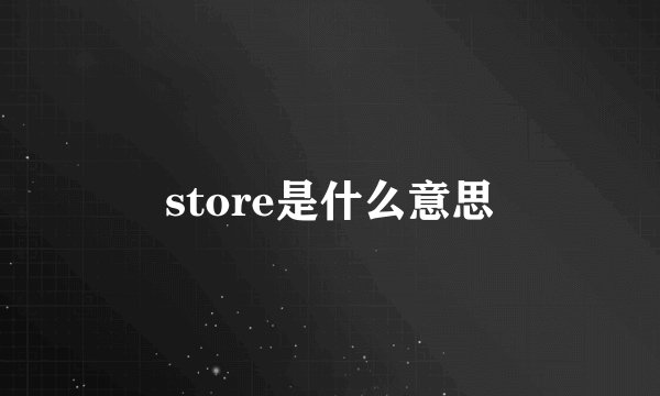 store是什么意思