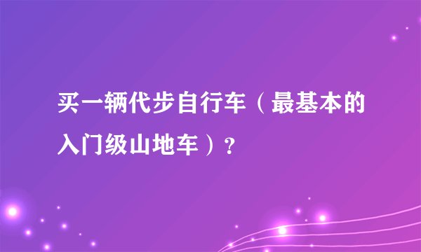 买一辆代步自行车（最基本的入门级山地车）？