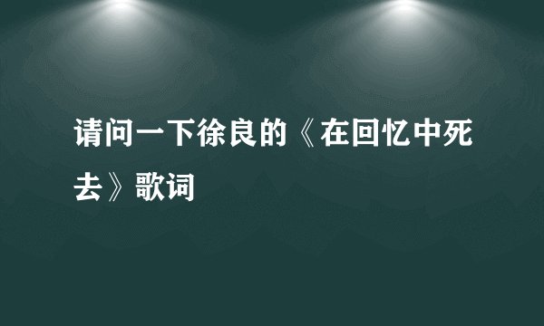 请问一下徐良的《在回忆中死去》歌词