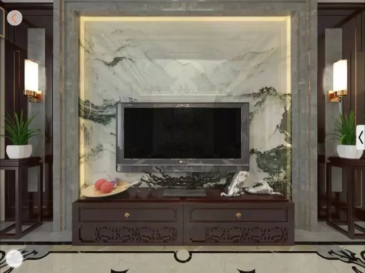 不知道背景墙用什么合适？看了天然石材山水画再决定。