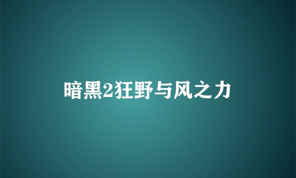 暗黑2狂野与风之力