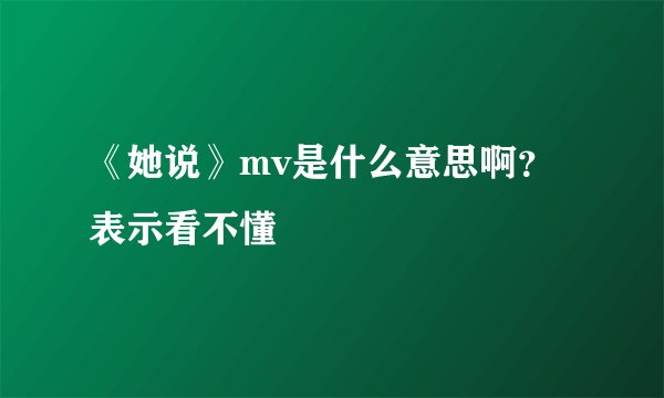 《她说》mv是什么意思啊？表示看不懂