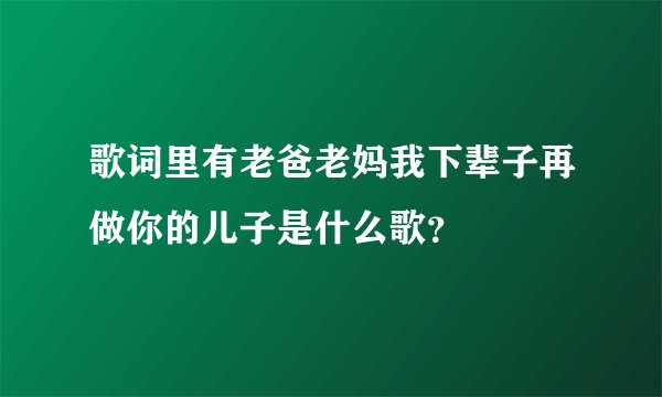 歌词里有老爸老妈我下辈子再做你的儿子是什么歌？