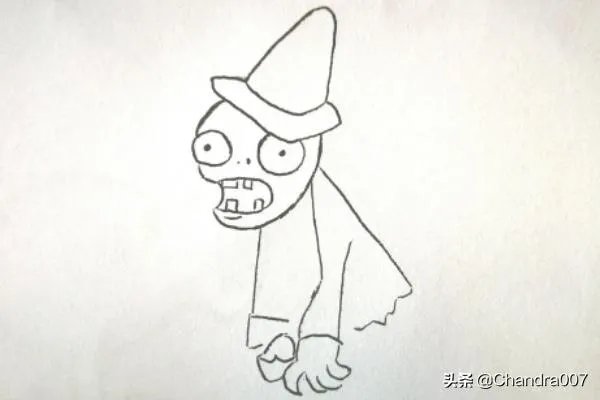 路障僵尸简笔画怎么画？