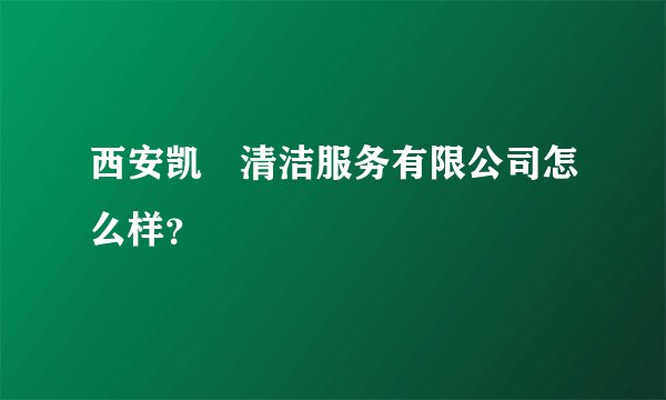 西安凯汭清洁服务有限公司怎么样？