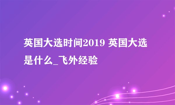 英国大选时间2019 英国大选是什么_飞外经验