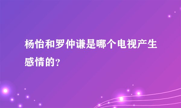 杨怡和罗仲谦是哪个电视产生感情的？