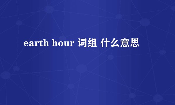 earth hour 词组 什么意思