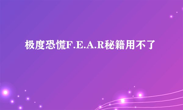 极度恐慌F.E.A.R秘籍用不了