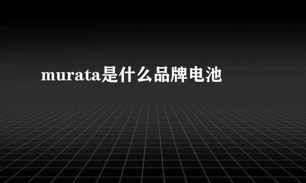 murata是什么品牌电池