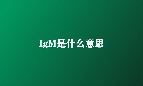 IgM是什么意思