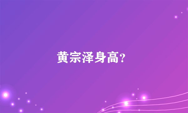 黄宗泽身高？