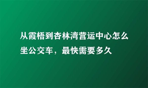 从霞梧到杏林湾营运中心怎么坐公交车，最快需要多久