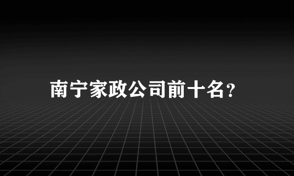南宁家政公司前十名？