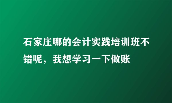 石家庄哪的会计实践培训班不错呢，我想学习一下做账
