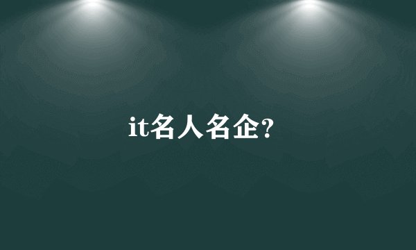 it名人名企？