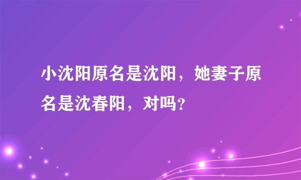 小沈阳原名是沈阳，她妻子原名是沈春阳，对吗？