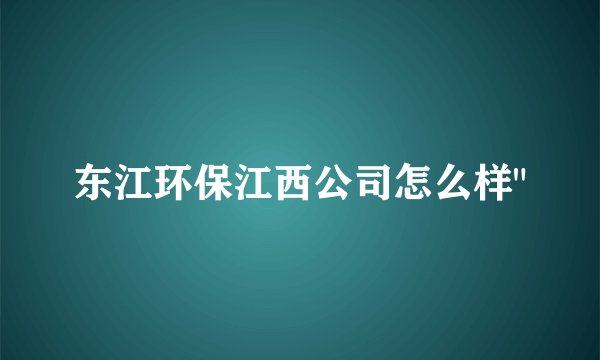 东江环保江西公司怎么样