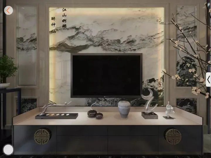 不知道背景墙用什么合适？看了天然石材山水画再决定。