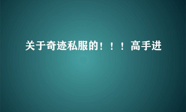 关于奇迹私服的！！！高手进