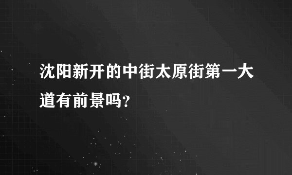沈阳新开的中街太原街第一大道有前景吗？
