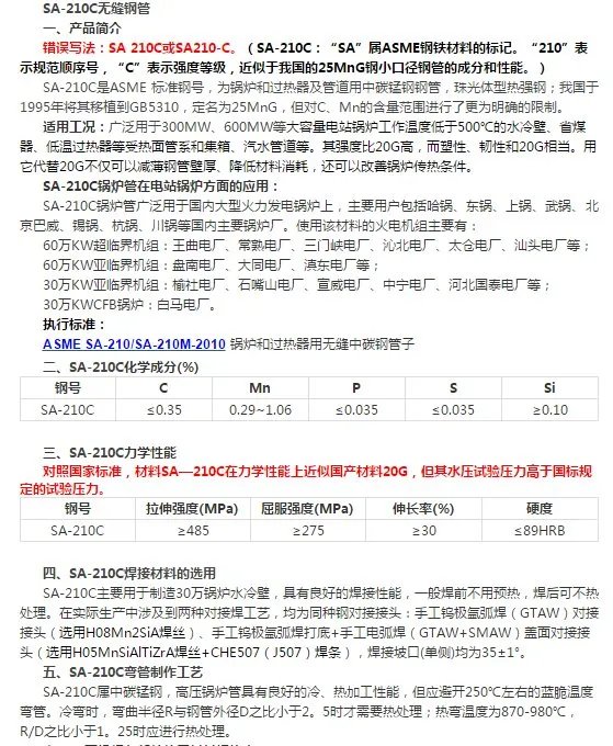 A210C、SA213 T12.T22是什么材质