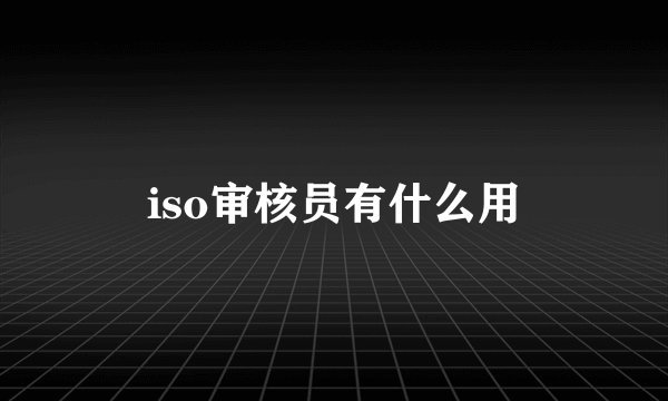 iso审核员有什么用