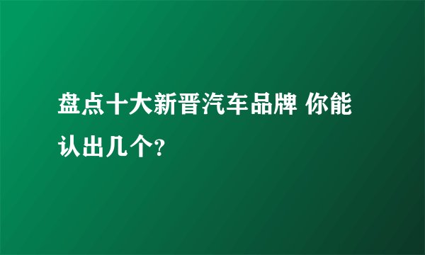 盘点十大新晋汽车品牌 你能认出几个？