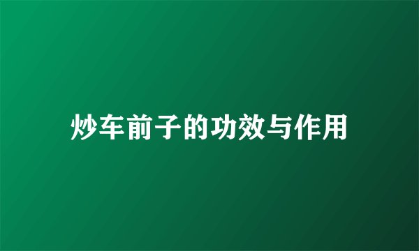 炒车前子的功效与作用