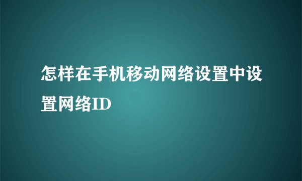 怎样在手机移动网络设置中设置网络ID